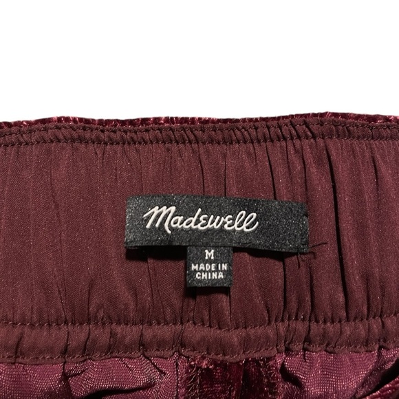 Madewell Velvet Huston Pull-On Crop Pants Pinot Noir Red | Women Medium - Picture 5 of 6
